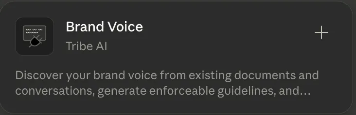 Tarjeta del plugin Brand Voice, de Tribe AI, en el directorio de Claude