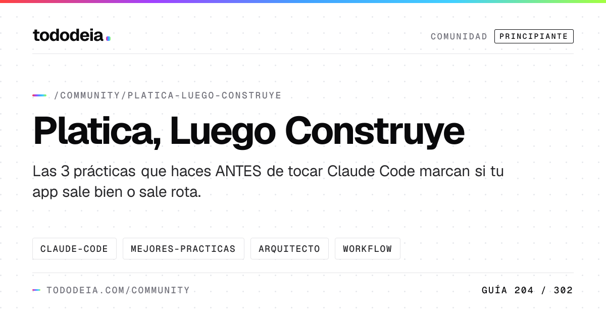 Platica, Luego Construye | tododeia