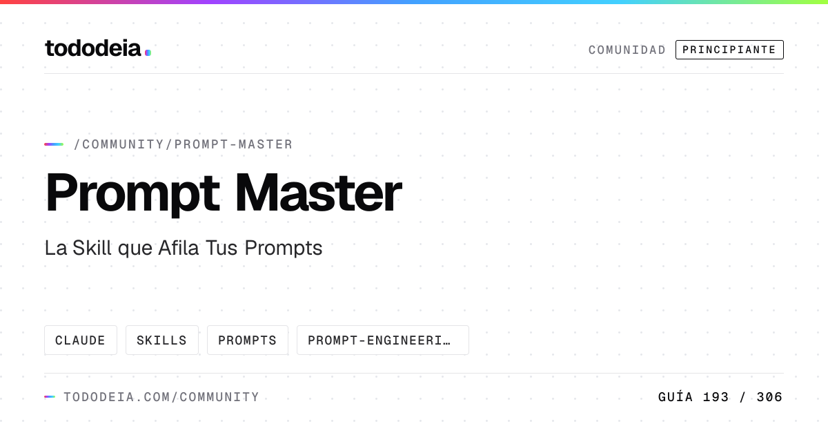 Prompt Master — La Skill que Afila Tus Prompts | tododeia